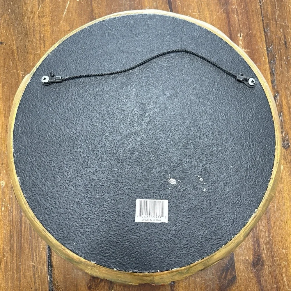 Vtg Carved Laurel Leaf Mirror Round 12